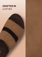 Men Cheeku Suede Leather Broad Feet Adjustable Strap Arch Support Sandals with Heel Cup | All Day Long Comfort Outdoor Slippers| Perfect for Travel, Summer Casuals Comfort