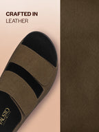 Men Olive Suede Leather Broad Feet Adjustable Strap Arch Support Sandals with Heel Cup | All Day Long Comfort Outdoor Slippers| Perfect for Travel, Summer Casuals Comfort