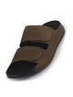 Men Olive Suede Leather Broad Feet Adjustable Strap Arch Support Sandals with Heel Cup | All Day Long Comfort Outdoor Slippers| Perfect for Travel, Summer Casuals Comfort