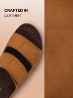 Men Tan Suede Leather Broad Feet Adjustable Strap Arch Support Sandals with Heel Cup | All Day Long Comfort Outdoor Slippers| Perfect for Travel, Summer Casuals Comfort