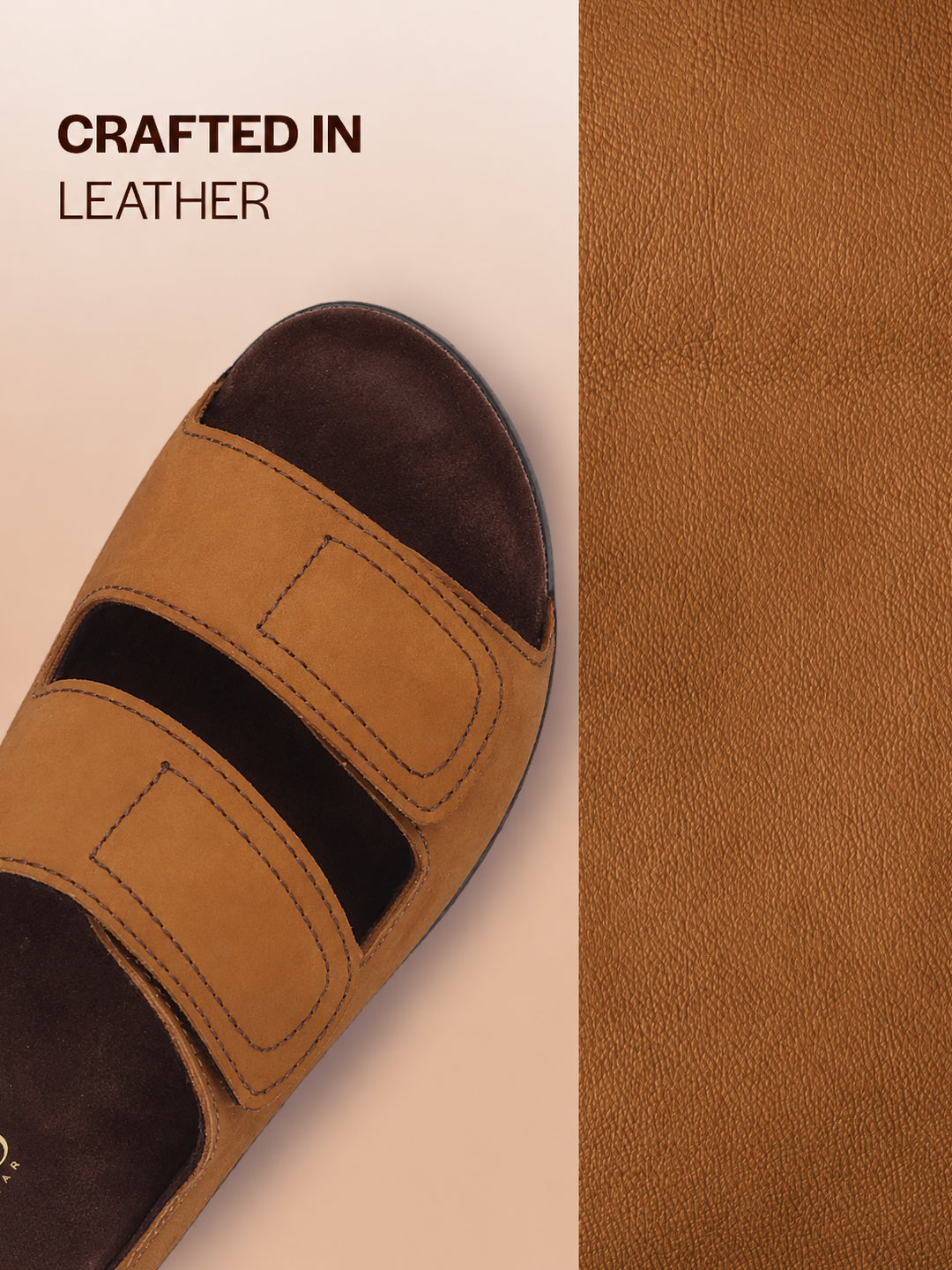 Men Tan Suede Leather Broad Feet Adjustable Strap Arch Support Sandals with Heel Cup | All Day Long Comfort Outdoor Slippers| Perfect for Travel, Summer Casuals Comfort