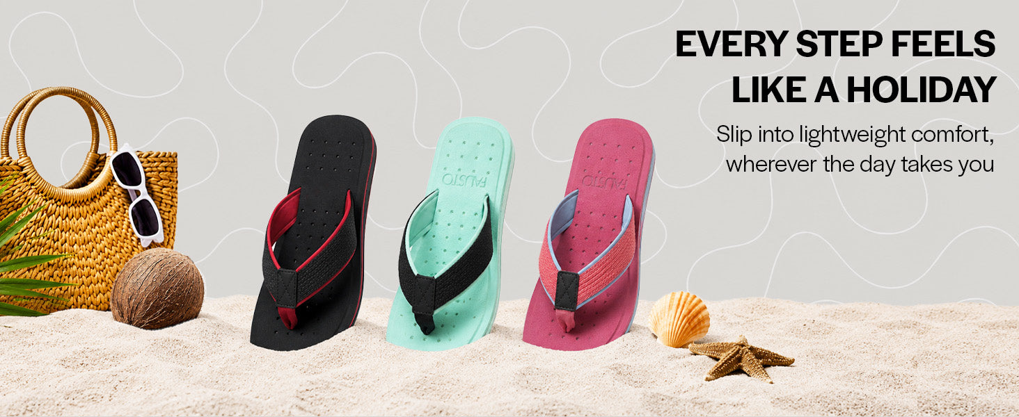 Women Sky Featherlite Thong Slippers with Soft EVA Footbed Comfort Cushioning|Waterproof Summer Ortho Flip Flops|Use for Indoor Surface, Outdoor, Travel, Walks