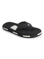 Men Black Ultra-Lightweight EVA Cushioned Slippers with Anti Skid Sole|All-Day Ortho Comfort, Water Resistant|Flip Flops for Travel, Beach, Rainy Days, Home Indoor Use