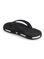 Men Black Ultra-Lightweight EVA Cushioned Slippers with Anti Skid Sole|All-Day Ortho Comfort, Water Resistant|Flip Flops for Travel, Beach, Rainy Days, Home Indoor Use