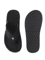 Men Black Ultra-Lightweight EVA Cushioned Slippers with Anti Skid Sole|All-Day Ortho Comfort, Water Resistant|Flip Flops for Travel, Beach, Rainy Days, Home Indoor Use