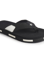 Men Black Ultra-Lightweight EVA Cushioned Slippers with Anti Skid Sole|All-Day Ortho Comfort, Water Resistant|Flip Flops for Travel, Beach, Rainy Days, Home Indoor Use