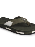 Men Olive Ultra-Lightweight EVA Cushioned Slippers with Anti Skid Sole|All-Day Ortho Comfort, Water Resistant|Flip Flops for Travel, Beach, Daily Wear, Home Indoor Use