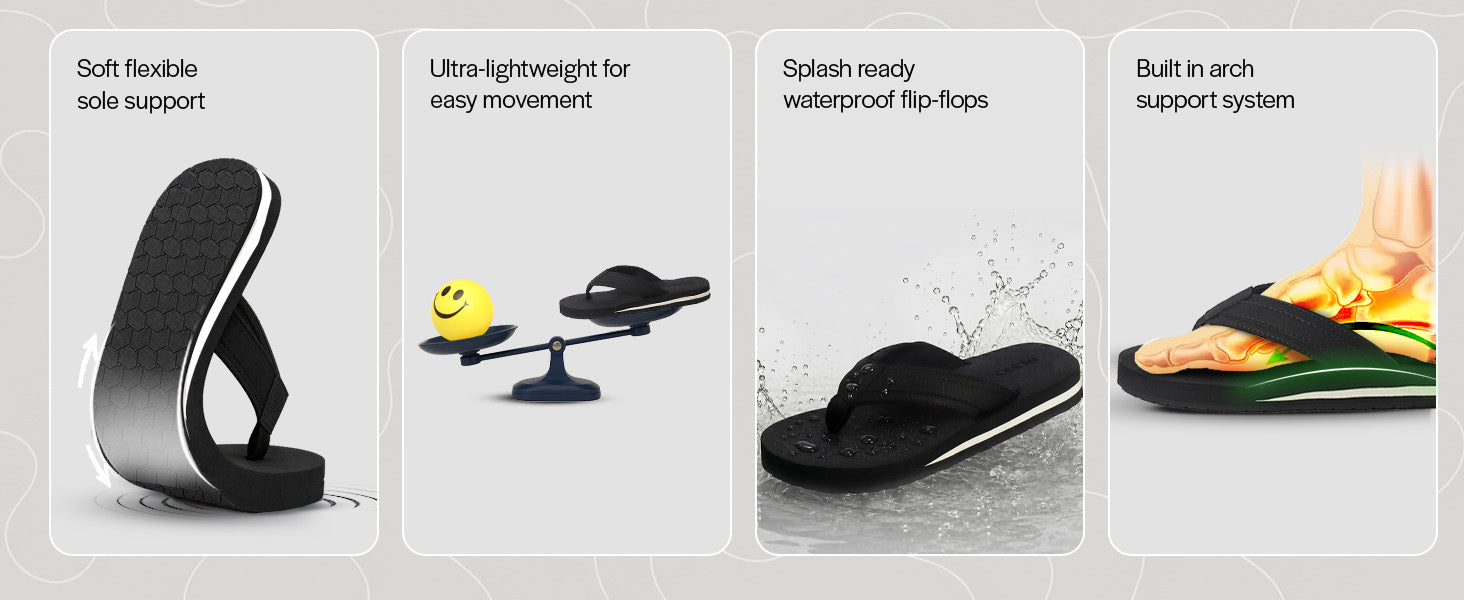 Men Black Summer Flip Flops with Comfort Arch Support|Lightweight EVA Cushioned Orthopedic Slippers|Anti-Skid Sole|Water Resistant, Travel Friendly, Daily Wear, Indoor Home Use