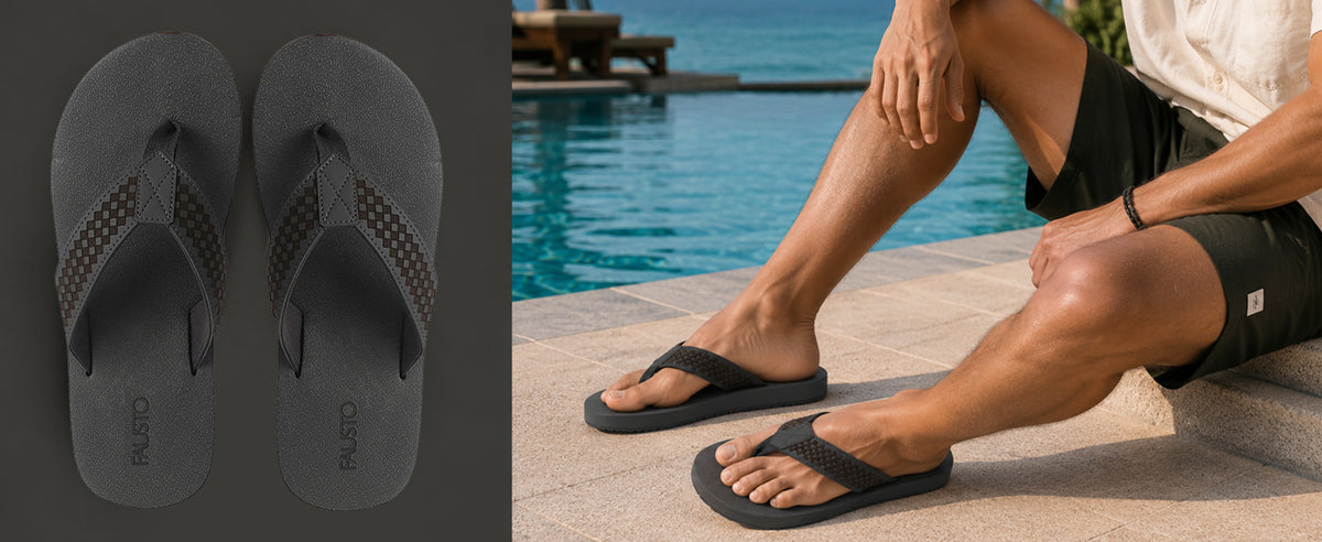 Men Grey Extra Soft Footbed Flip Flops for All Day Comfort|Ortho Lightweight EVA Sandals|Anti-Skid Sole Slippers for Casual, Summer, Travel, Rainy Season, Indoor Home Use