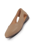 Women Beige Stylish Backless Casual Ballets|Low Heel Cut-Out Slip-On Ballerinas|Comfortable Walking Flats Sandals|Memory Cusion Insole
