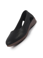 Women Black Stylish Backless Casual Ballets|Low Heel Cut-Out Slip-On Ballerinas|Comfortable Walking Flats Sandals|Memory Cusion Insole