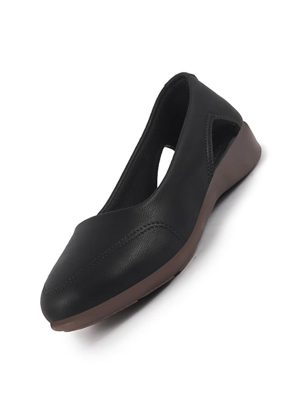 Women Black Stylish Backless Casual Ballets|Low Heel Cut-Out Slip-On Ballerinas|Comfortable Walking Flats Sandals|Memory Cusion Insole