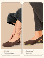 Women Brown Stylish Backless Casual Ballets|Low Heel Cut-Out Slip-On Ballerinas|Comfortable Walking Flats Sandals|Memory Cusion Insole