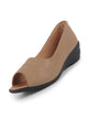 Women Beige Elegant Peep Toe Platform Wedge Heel Ballet | Formal Dress Ballerina Shoes | Office Open Toe Sandal | Anti Skid Sole