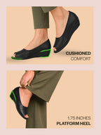 women black elegant peep toe platform wedge heel ballet|formal dress ballerina shoes|office open toe sandal|anti skid sole