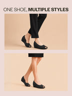 women black elegant peep toe platform wedge heel ballet|formal dress ballerina shoes|office open toe sandal|anti skid sole