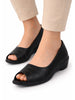 Women Black Elegant Peep Toe Platform Wedge Heel Ballet | Formal Dress Ballerina Shoes | Office Open Toe Sandal | Anti Skid Sole