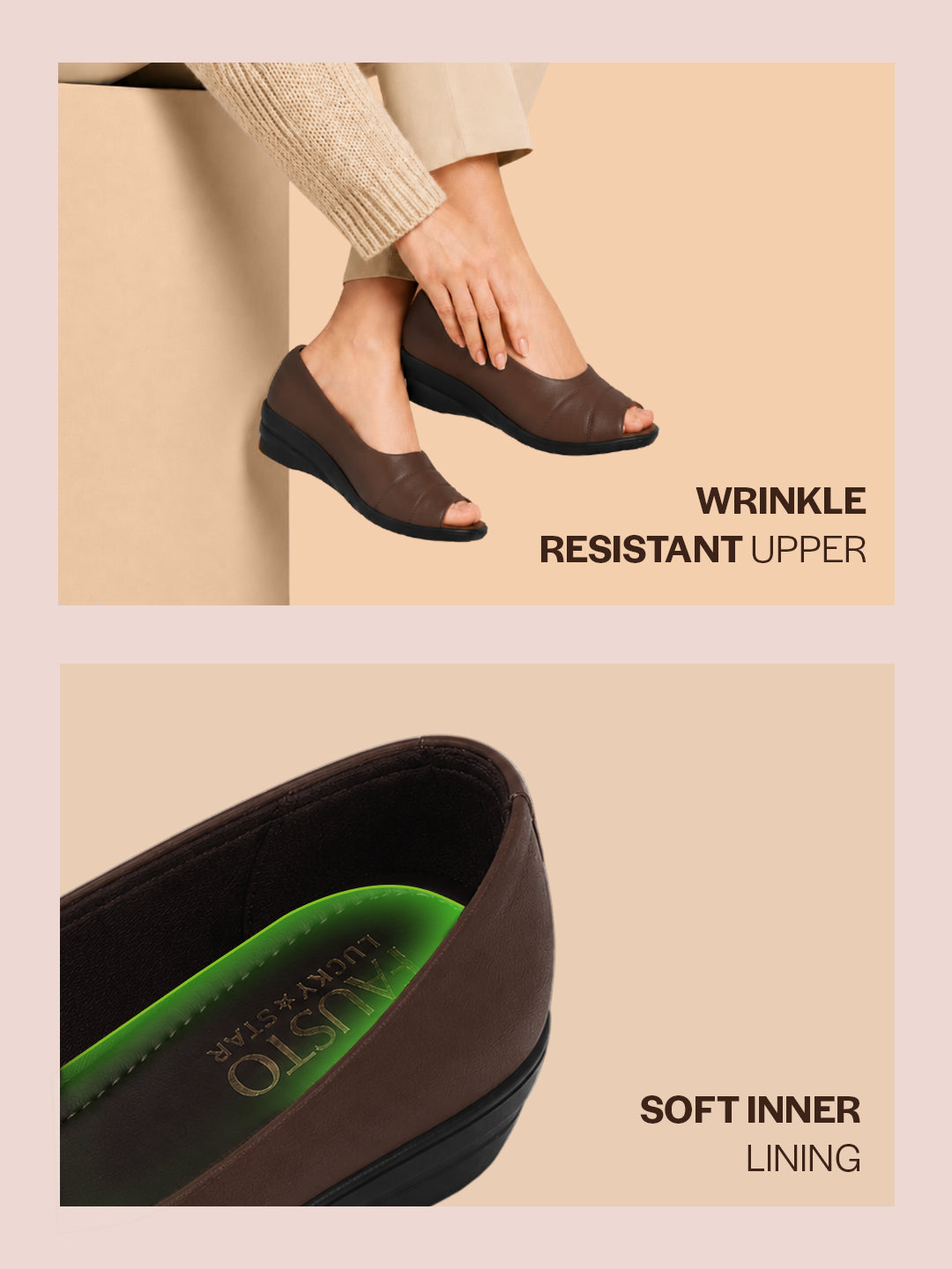 women brown elegant peep toe platform wedge heel ballet|formal dress ballerina shoes|office open toe sandal|anti skid sole