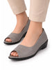 Women Grey Elegant Peep Toe Platform Wedge Heel Ballet | Formal Dress Ballerina Shoes | Office Open Toe Sandal | Anti Skid Sole