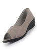 Women Light Grey Elegant Peep Toe Platform Wedge Heel Ballet | Formal Dress Ballerina Shoes | Office Open Toe Sandal | Anti Skid Sole