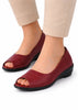 Women Maroon Elegant Peep Toe Platform Wedge Heel Ballet | Formal Dress Ballerina Shoes | Office Open Toe Sandal | Anti Skid Sole
