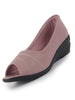 Women Pink Elegant Peep Toe Platform Wedge Heel Ballet | Formal Dress Ballerina Shoes | Office Open Toe Sandal | Anti Skid Sole