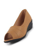 Women Tan Elegant Peep Toe Platform Wedge Heel Ballet | Formal Dress Ballerina Shoes | Office Open Toe Sandal | Anti Skid Sole