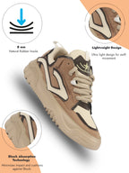 Shop Men Beige Colorblocked Mid Top Chunky Lace Up Sneaker Shoes