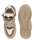 Shop Men Beige Colorblocked Mid Top Chunky Lace Up Sneaker Shoes