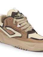 Shop Men Beige Colorblocked Mid Top Chunky Lace Up Sneaker Shoes