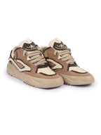 Shop Men Beige Colorblocked Mid Top Chunky Lace Up Sneaker Shoes