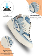 men blue colorblocked mid top chunky lace up sneaker shoes