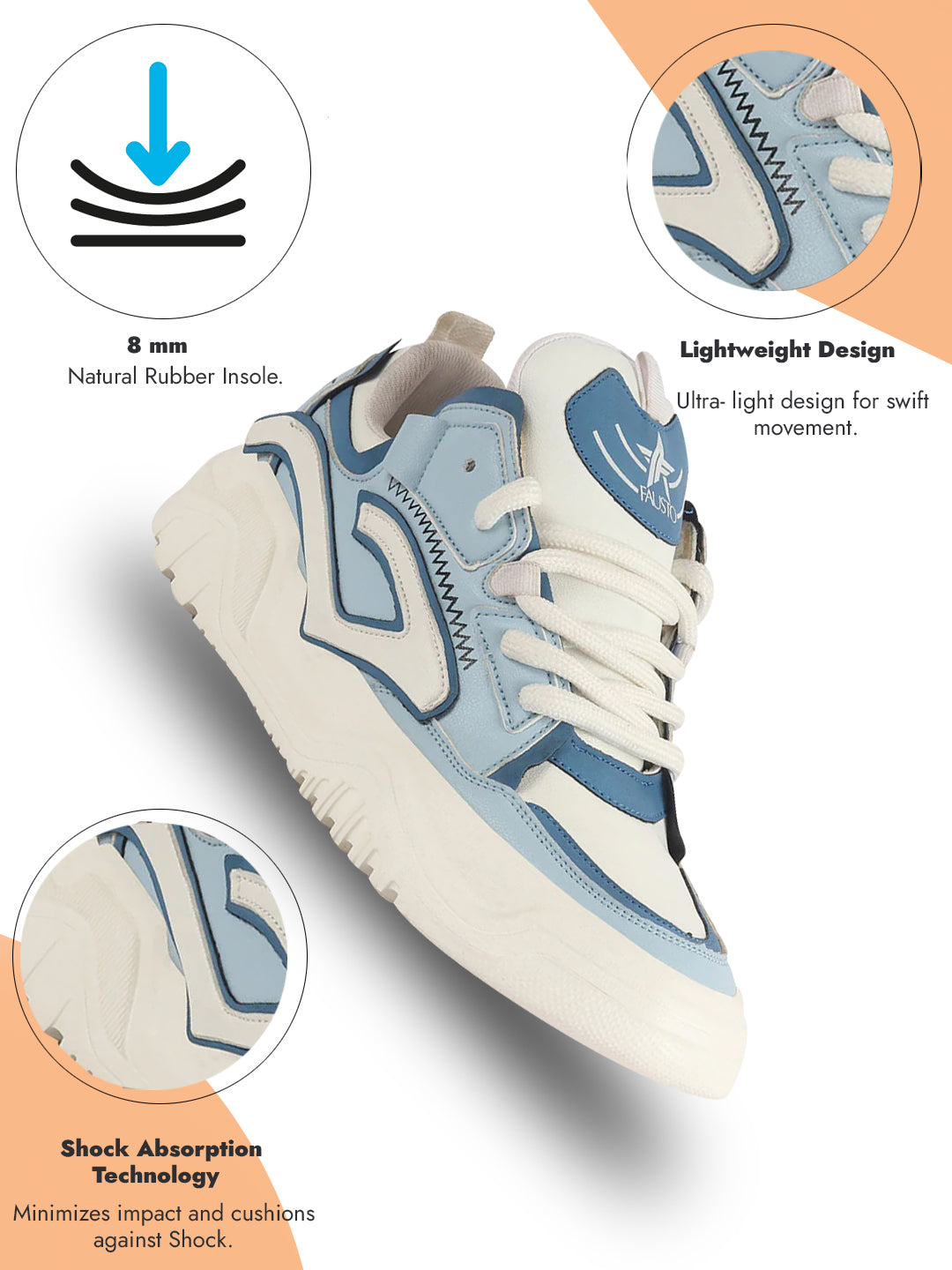 men blue colorblocked mid top chunky lace up sneaker shoes