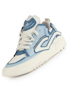 men blue colorblocked mid top chunky lace up sneaker shoes