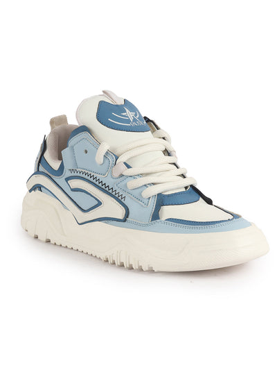 Blue Men Chunky Sneakers Men Blue Colorblocked Mid Top Chunky Lace