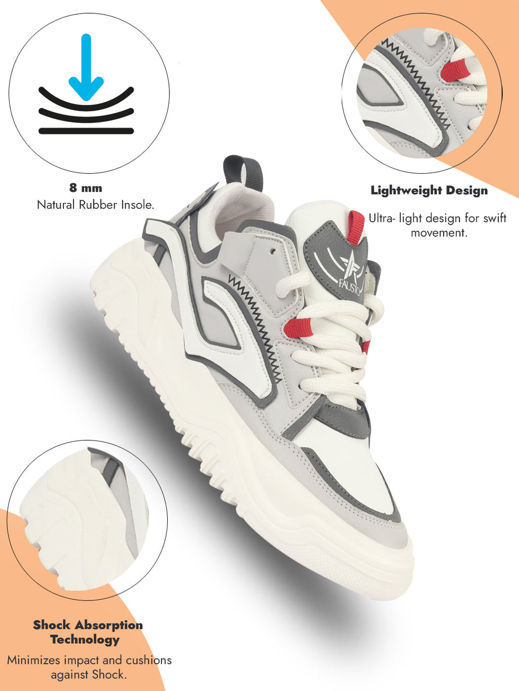 men grey colorblocked mid top chunky lace up sneaker shoes
