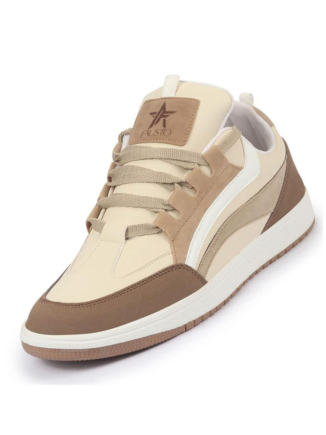 Men Beige Colorblocked Low Top Classic Lace-Up Sneaker Shoes|Low Ankle Casual Shoes|All Day Comfortable Sneakers