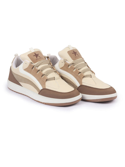 Shop Men Beige Colorblocked Low Top Classic Lace-Up Sneaker Shoes|Low Ankle Casual Shoes|All Day Comfortable Sneakers Online.