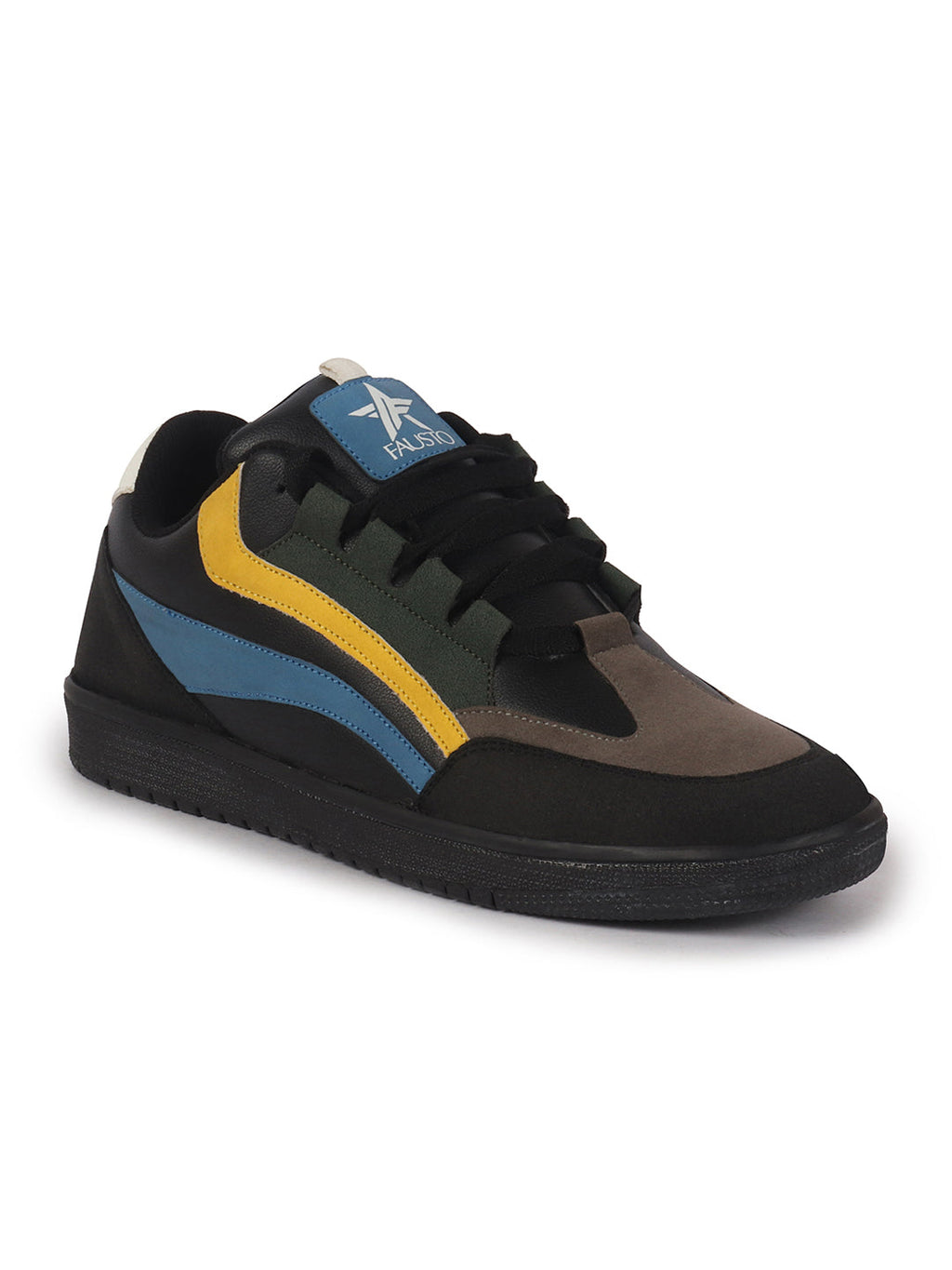men black colorblocked low top classic lace-up sneaker shoes