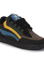 men black colorblocked low top classic lace-up sneaker shoes