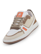 Men Beige Colorblocked Memory Cushion Insole Lace-Up Low Top Sneakers|Classic Comfortable Sneakers
