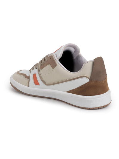 Shop Men Beige Colorblocked Memory Cushion Insole Lace-Up Low Top Sneakers|Classic Comfortable Sneakers Online.