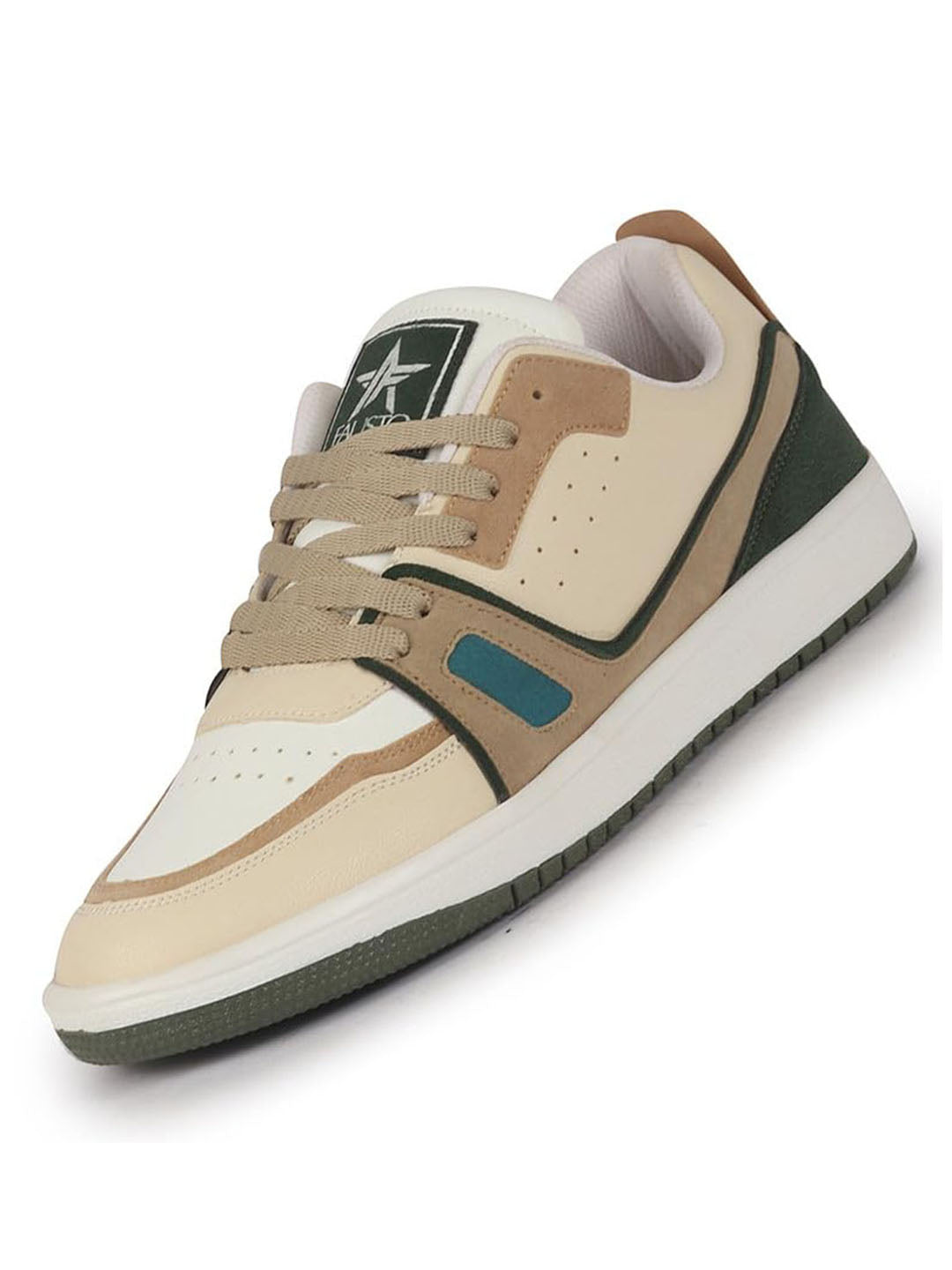 Shop Men Olive Colorblocked Memory Cushion Insole Lace-Up Low Top Sneakers|Classic Comfortable Sneakers Online.