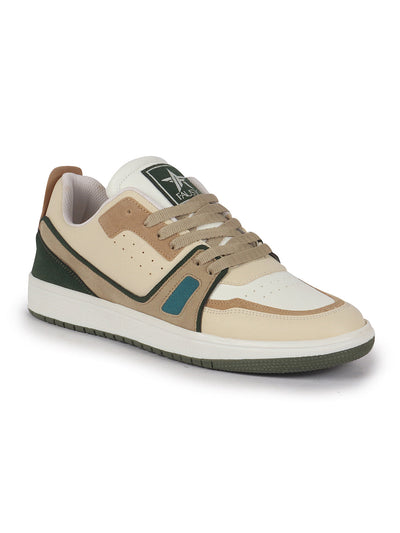 Shop Men Olive Colorblocked Memory Cushion Insole Lace-Up Low Top Sneakers|Classic Comfortable Sneakers Online.