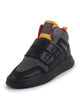 Men Black Colorblocked High Top Velcro Adjustable Classic Sneakers|Memory Cushion Insole|Street Fashion Hi-Top Sneakers