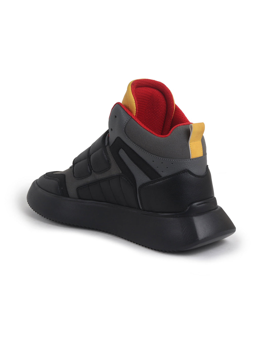 men black colorblocked high top velcro adjustable classic sneakers