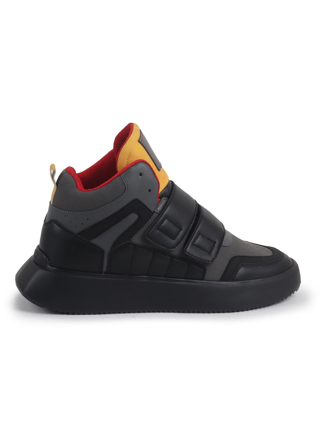 men black colorblocked high top velcro adjustable classic sneakers