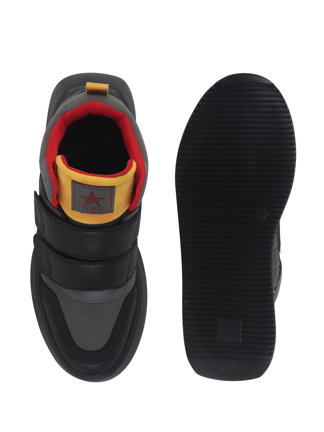 men black colorblocked high top velcro adjustable classic sneakers