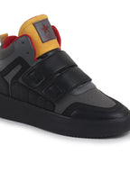 men black colorblocked high top velcro adjustable classic sneakers