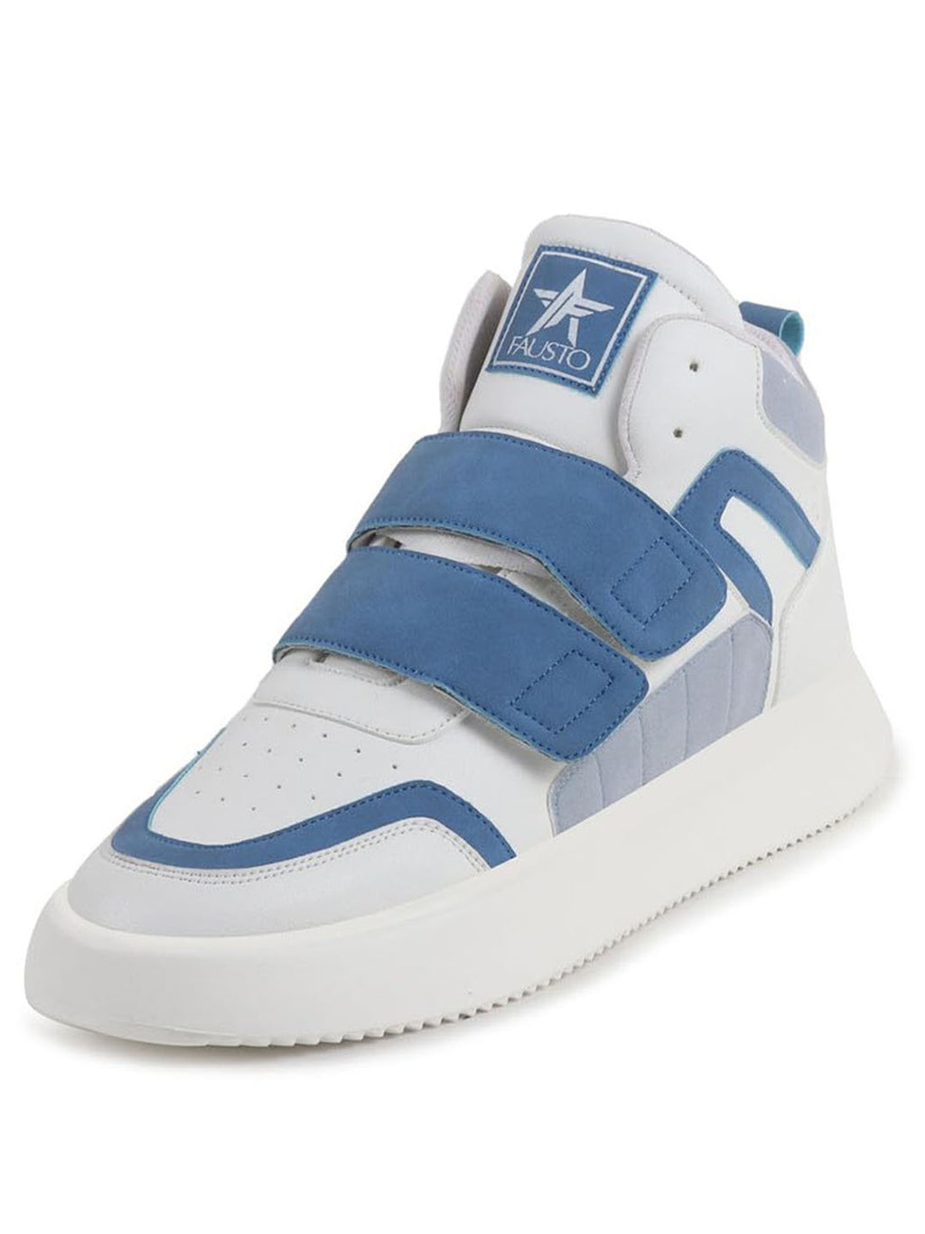 Men Blue Colorblocked High Top Velcro Adjustable Classic Sneakers|Memory Cushion Insole|Street Fashion Hi-Top Sneakers